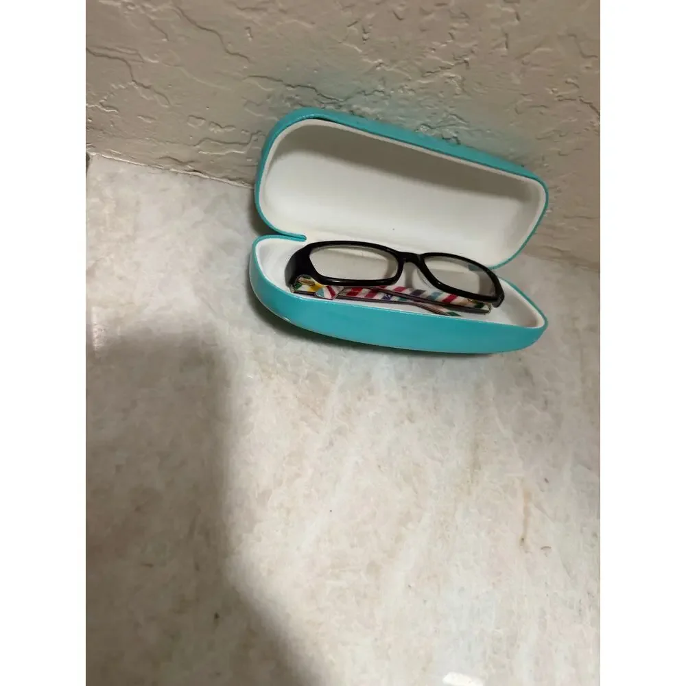 Kate Spade eyeglass frames and case purple with rainbow colors
